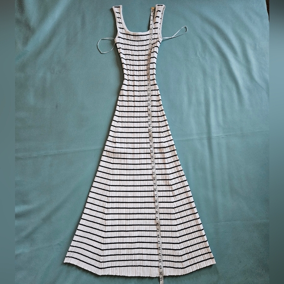 Miou Muse Ribbed Knit Sleeveless Fit And Flare Nautical Dress - Picture 8 of 9